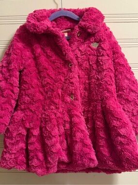 Juicy Couture Pink Faux Fur Coat 4T Plush Princess Jacket Y2K